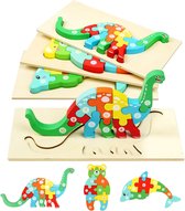 Houten Puzzels, 3 Stuks 3D Dierenpuzzel Speelgoed Baby's Games, Sorteer speelgoed, Vormnummerpuzzel Jigsaw Set, Houten Legpuzzels voor Peuters,cadeau, educatief speelgoed, voor kinderen van 1-3 jaar (Dolfijn)