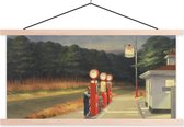 Posterhanger incl. Poster - Schoolplaat - Benzine - Edward Hopper - 150x75 cm - Blanke latten