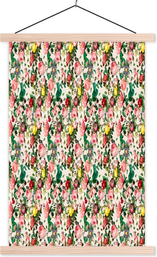 Porte-affiche avec affiche - Affiche scolaire - Fleurs - Roses - Couleurs - Motif - 40x60 cm - Lattes vierges