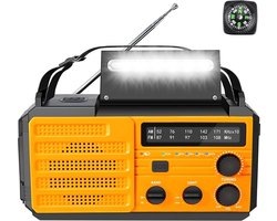 Noodradio - Radio op batterijen - Oplaadbare radio - SOS Alarm - Oplaadbaar via Batterij, Zon, USB en Opwinden - Powerbank - Zaklamp - AM/FM - Zakradio - USB C kabel - Emergency radio - Survival radio
