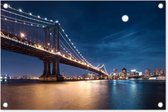Tuindecoratie New York - Brooklyn Bridge - Maan - 60x40 cm - Tuinposter - Tuindoek - Buitenposter
