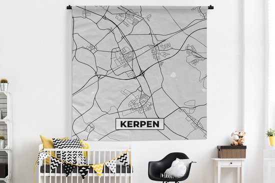 Wandkleed - Wanddoek - Kerpen - Kaart - Stadskaart - Duitsland - Plattegrond - 180x180 cm - Wandtapijt