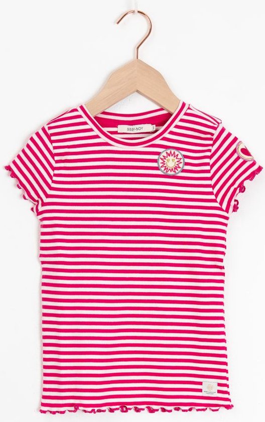 Sissy-Boy - Roze gestreept T-shirt met patch