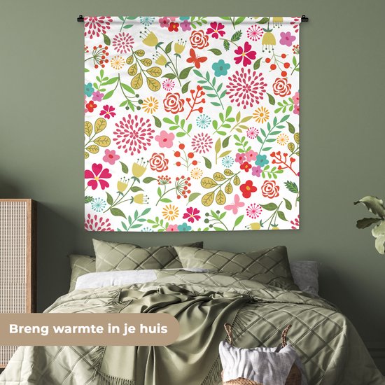 Tapisserie - Tissu mural - Fleurs - Couleurs - Motifs - 150x150 cm - Tapisserie