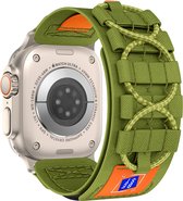 Mountain Loop Nylon Sport Band - Groen - Geschikt voor iWatch 42mm - 44mm - 45mm - 49mm - Verstelbare klittenband stof smartwatchband - Voor Apple Watch Series Ultra SE 9 8 7 6 5 4 3 2 1 grote modellen