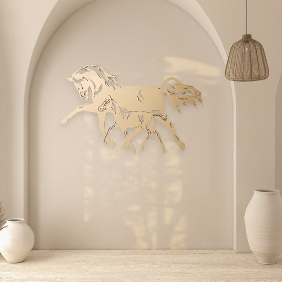 ND 5 - Paard met Veulen wanddecoratie - unieke wanddecoratie - 60 x 40 cm