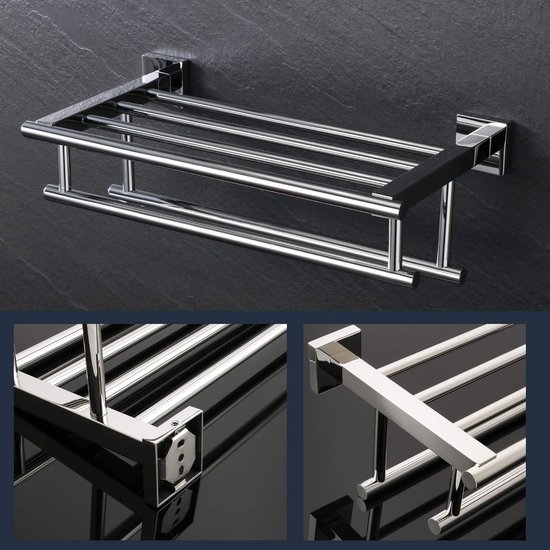 BA8502C-40 Bathroom Toilet Double 40cm Towel Bar Wall Bracket, Stainless Steel - Stainless Steel, Polished