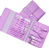 Avoir Avoir®-Professionele Manicureset 16 PCS Full-nagelknipper-Hoogwaardig roestvrij staal-Paars-Verwijder overtollig eelt-Verzorg nagelriemen-Cadeau voor nagelverzorging