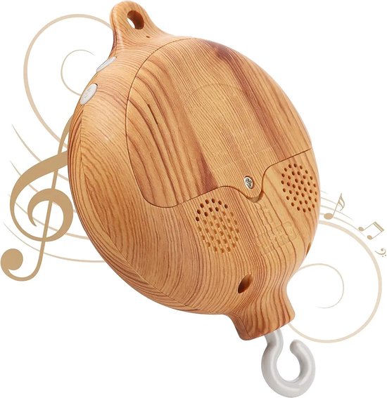 Draaiende Muziek Mobiel Hout - Slaapliedje - Babymobiel - 360 Graden Draaiend - Muziek Box - Geschikt voor de Wieg - Ideaal als Cadeau voor Babyshowers en Gender Reveal Parties