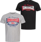 Lonsdale T-Shirt Gearach T-Shirt normale Passform Doppelpack Marl Grey/Black-3XL