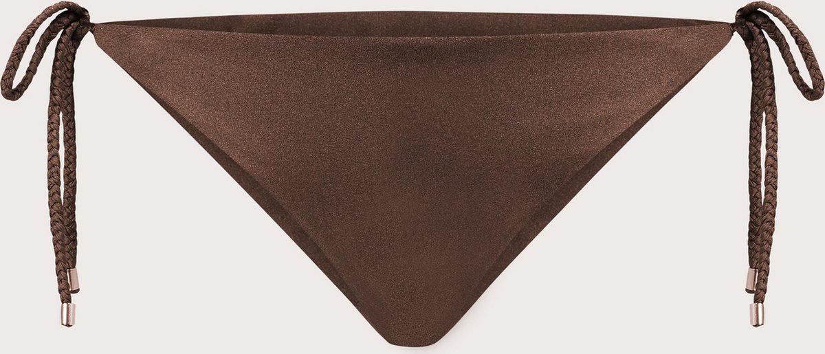 Triangle Bikinibroekje Dames – Bruin – Triangel Bikini Slip – Verstelbare Bandjes – Zachte Stof – XS