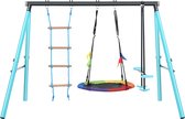 Merax Équipement de jeux pour Enfants de 3 à 8 ans - Portique d'escalade extérieure - Balançoire - Balançoire - Échelle d'escalade - Balançoire - Blauw