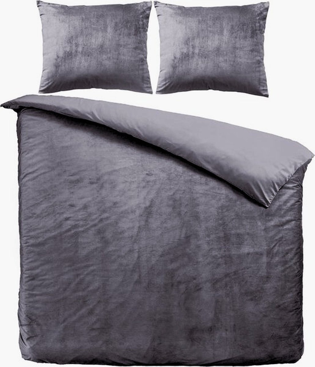 Beau Maison - Velvet Dekbedovertrek - Antraciet - 140 x 200/220 cm + 1 kussensloop