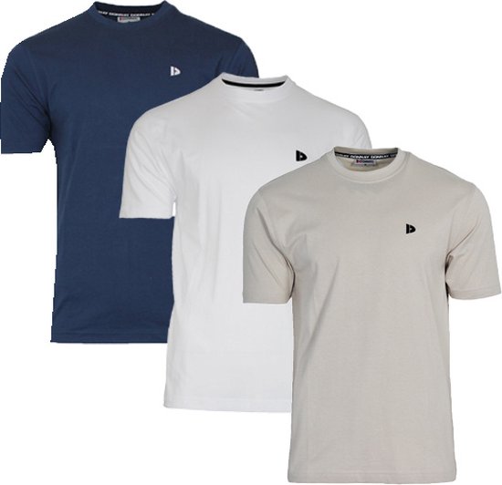 3-Pack Donnay T-shirt (599008) - Sportshirt - Heren - Navy/White/Sand (580) - maat 3XL