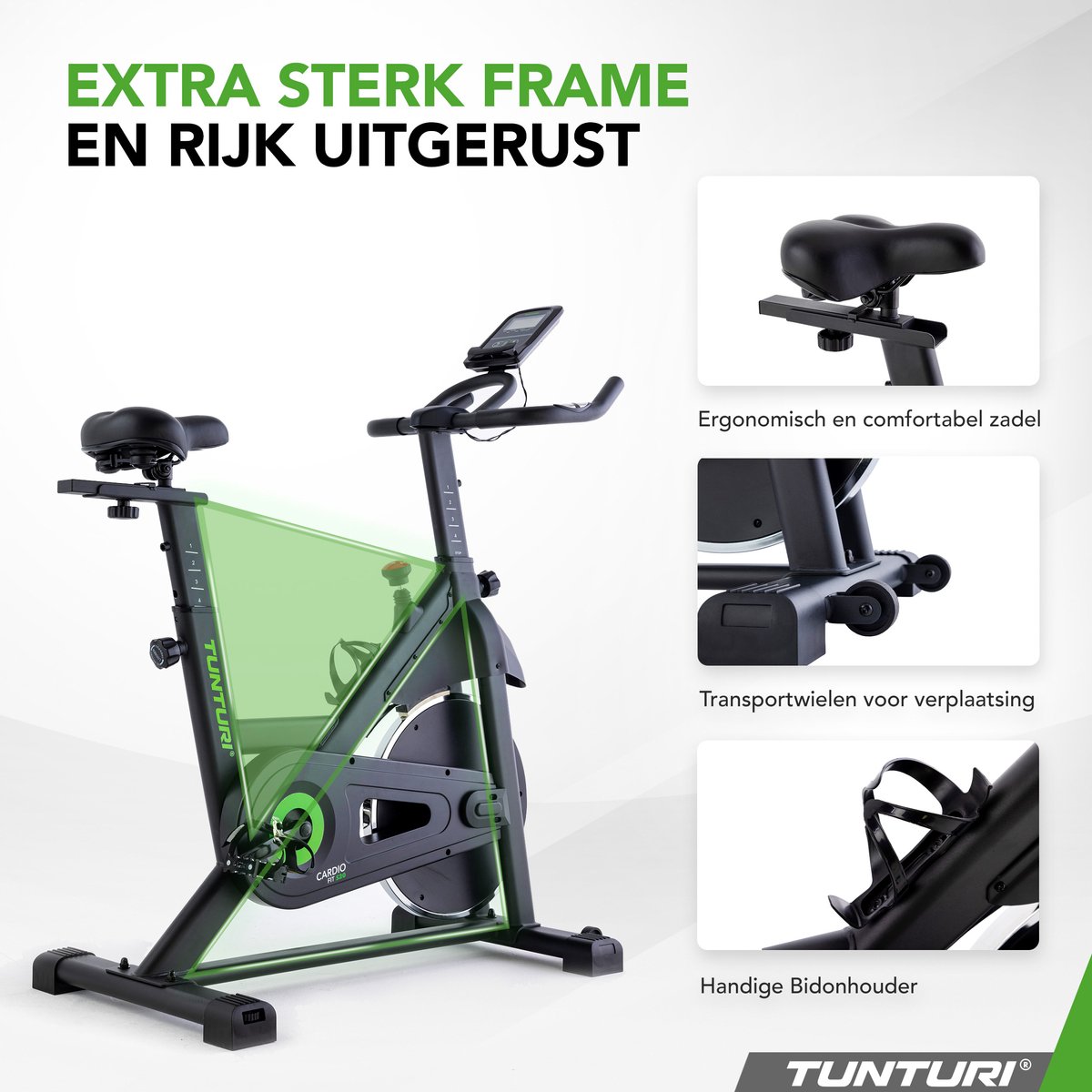 Afbeelding 2 van Tunturi Cardio Fit S20 Sprinter Bike - Fitness Fiets – Indoor Fietstrainer - Lage instap – Bluetooth - Manuele weerstand - Incl. fitness app