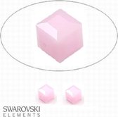 Swarovski Elements, 12 stuks kubus kralen (5601), 4mm, rose alabaster
