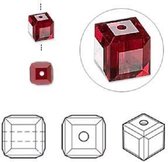Swarovski Elements, 6 stuks kubus kralen (5601), 6mm, siam