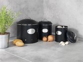 Boîte de conservation Nero, 1,6 litres, récipient pour aliments frais pour conserver hermétiquement les aliments, étanche, en métal laqué avec application, design rétro, Ø 13 x 18 cm, noir