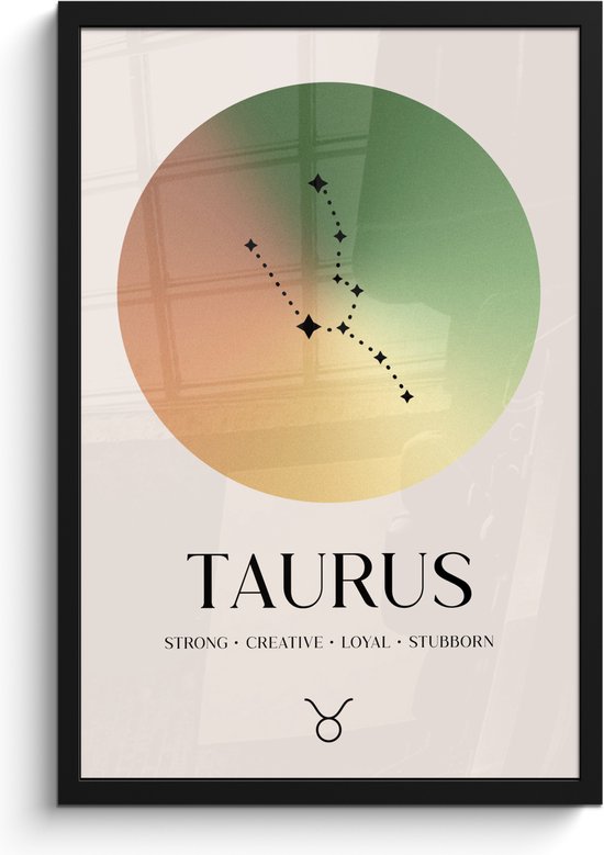 Cadre photo avec poster - Cadre pour affiche 40x60 cm - Posters - Signe du zodiaque - Taurus - Taureau - Etoiles - Signe du Zodiac - Décoration photo dans cadre - Décoration murale salon - Décoration murale chambre - Accessoires décoratifs