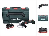 Metabo W 18 LT BL 11-125 Snoerloze haakse slijper 18 V 125 mm borstelloos + 1x accu 4.0 Ah + metaBOX - zonder lader