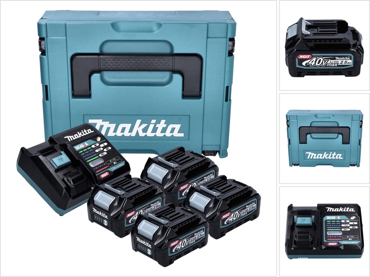 Makita Power Source Kit 4x BL 4025 accu 40 V max. 2,5 Ah XGT + DC 40 RA lader + Makpac