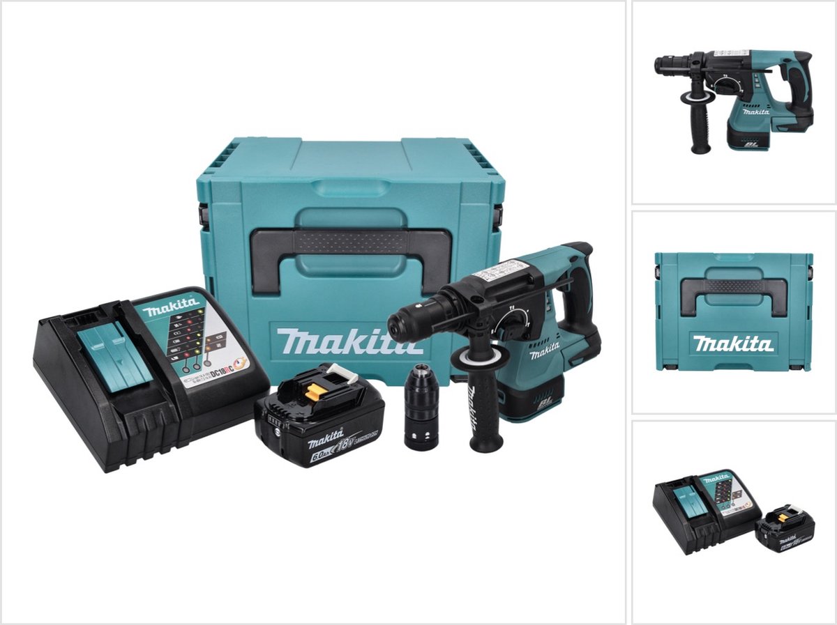 Makita DHR 243 RG1J accuboormachine 18 V 2,0 J SDS plus Brushless + 1x accu 6,0 Ah + oplader + Makpac