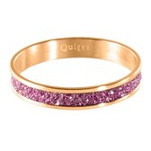Quiges Stapelring Ring - Vulring Roze Glitter - Dames - RVS roségoudkleurige - Maat 21 - Hoogte 4mm