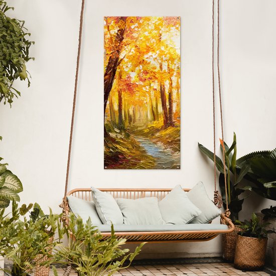 Décoration murale d'extérieur Peinture - Automne - Forêt - Huile - 80x160 cm