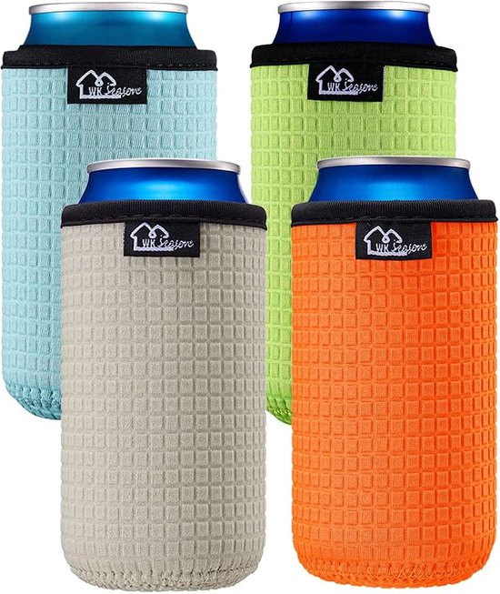 TAGVO Can Cooler Sleeves, geïsoleerde bierblikhoezen Easy-On blikkoeler set van 6 - diverse kleuren, machinewasbaar, duurzaam, neopreen met gestikte stoffen randen