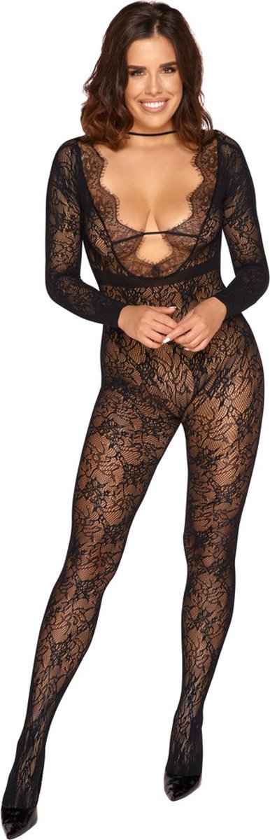 Goedkoopste Fantasy by Cottelli Collection - Kanten Catsuit - Zwart