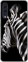 Geschikt voor Samsung Galaxy A50 hoesje - Zebra - Dier - Zwart - Portret - Siliconen Telefoonhoesje
