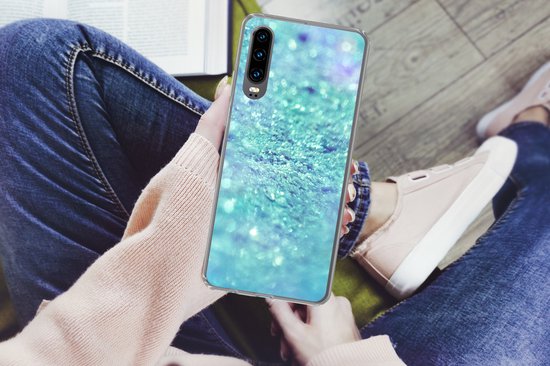 Telefoonhoesje Geschikt voor Huawei P30 hoesje - Blauw - Licht - Abstract - Siliconen Telefoonhoesje Telefoonhoesje
