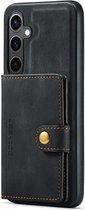 CaseMe Hoesje Geschikt voor Samsung Galaxy S24 Plus | Back Cover met Magnetische Kaarthouder | Beschermhoes Pasjeshouder Achterkant | 4 Pasjes en Briefgeld | Zwart