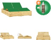 vidaXL Ligbed tweepersoons met groene kussens geïmpregneerd grenenhout Ligbed Inclusief Houtreiniger en verfrisser