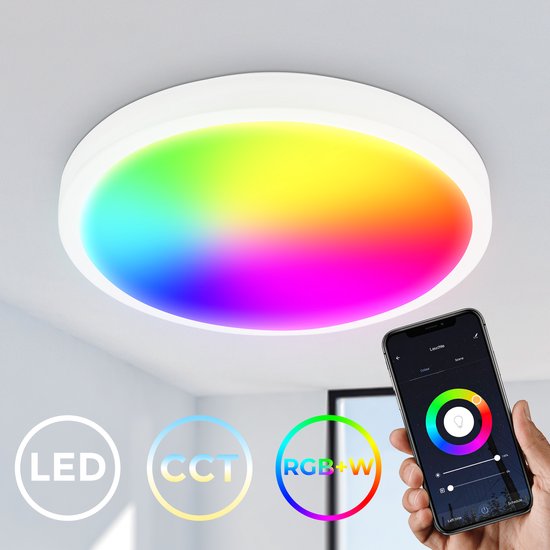 B.K.Licht - Slimme LED Plafondlamp - met app bediening - dimbaar - WiFi - instelbare kleurtemperatuur - Ø27cm