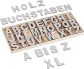 Relaxdays houten letters - 208-delig - alfabet - blokletters - knutselen - kinderkamer
