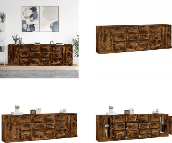 vidaXL Dressoir 70x30x80 cm bewerkt hout gerookt - Kasten