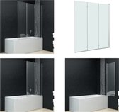 vidaXL Douchewand inklapbaar 3 panelen 130x138 cm ESG - Douchewand - Douchewanden - Badkamerwand - Badkamerwanden