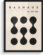 Fotolijst inclusief poster - Posterlijst 60x80 cm - Posters - Bauhaus - Abstract - Zwart - Art - Modern - Foto in lijst decoratie - Wanddecoratie woonkamer - Muurdecoratie slaapkamer