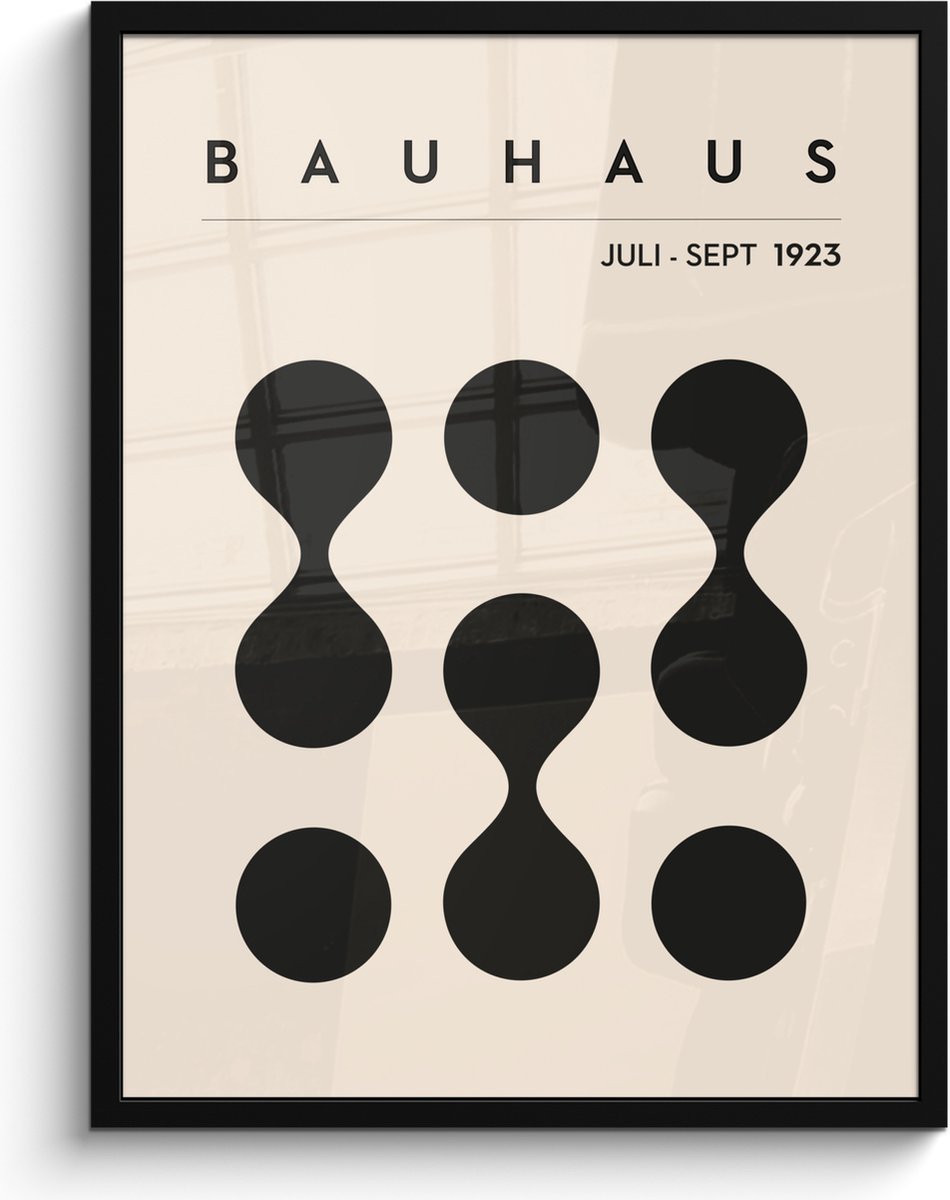 FrameYourWall Poster in lijst - Fotolijst 60x80 cm - Posters - Bauhaus - Abstract - Zwart - Art - Modern - Posterlijst zwart - Decoratie - Wanddecoratie woonkamer - Muurdecoratie slaapkamer