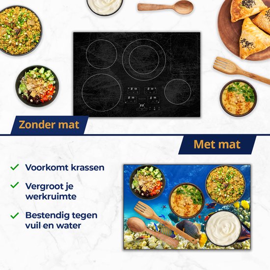 Chefcare Inductie Beschermer Vissen in de Oceaan met Koralen - 60x50 cm - Afdekplaat Inductie - Kookplaat Beschermer - Inductie Mat