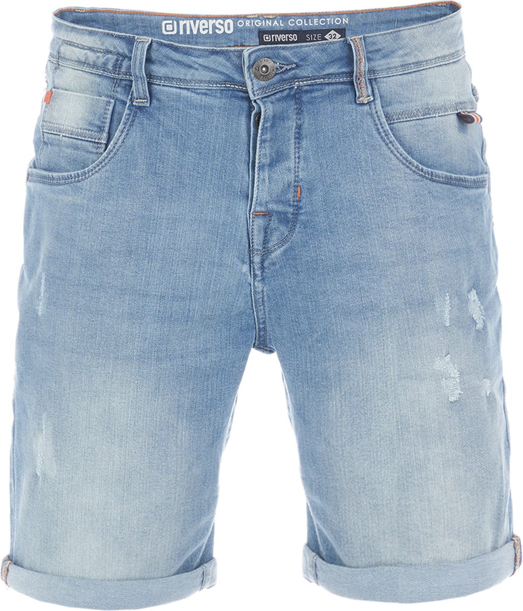 riverso Heren Short Broeken RIVTom regular/straight Fit Blauw W 36 Volwassenen Stretch Jeans Korte Broek