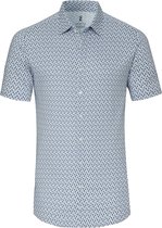 Desoto - Short Sleeve Jersey Overhemd Print Blauw - Heren - Maat XL - Slim-fit