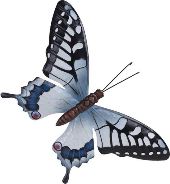 Halve cirkel Patch Benodigdheden Tuin/schutting decoratie grijsblauw/zwarte vlinder 44 cm -  Tuin/schutting/schuur... | bol.com