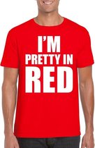 I am pretty in red tekst t-shirt rood heren S