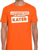 Laat me met rust ik heb een kater tekst t-shirt oranje heren M