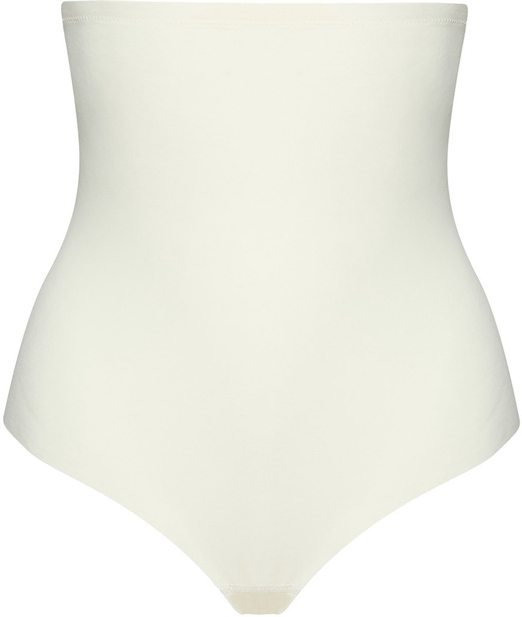 Bye Bra corrigerende string, string met hoge taille, lasergesneden rand, corrigerende string, shapewear voor dames, 2 kleuren, S-XXL (ivoor, S)