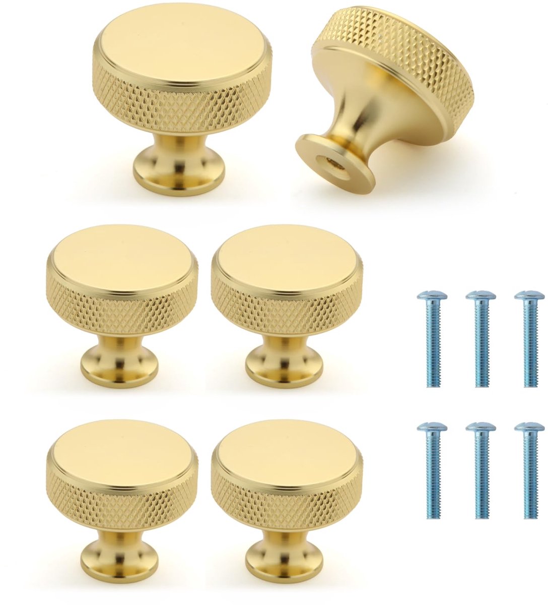 Ibenzoa® Set van 6 Gouden Kastknoppen voor Meubels met Schroeven voor Diverse Toepassingen