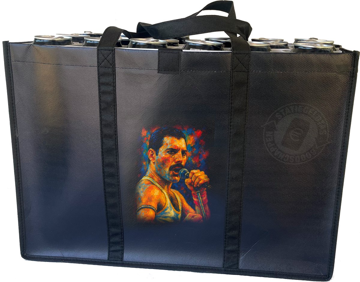 Freddy Mercury – Statiegeldtas – boodschappentas met eerbetoon aan iconische artiesten – met handig klittebandsysteem
