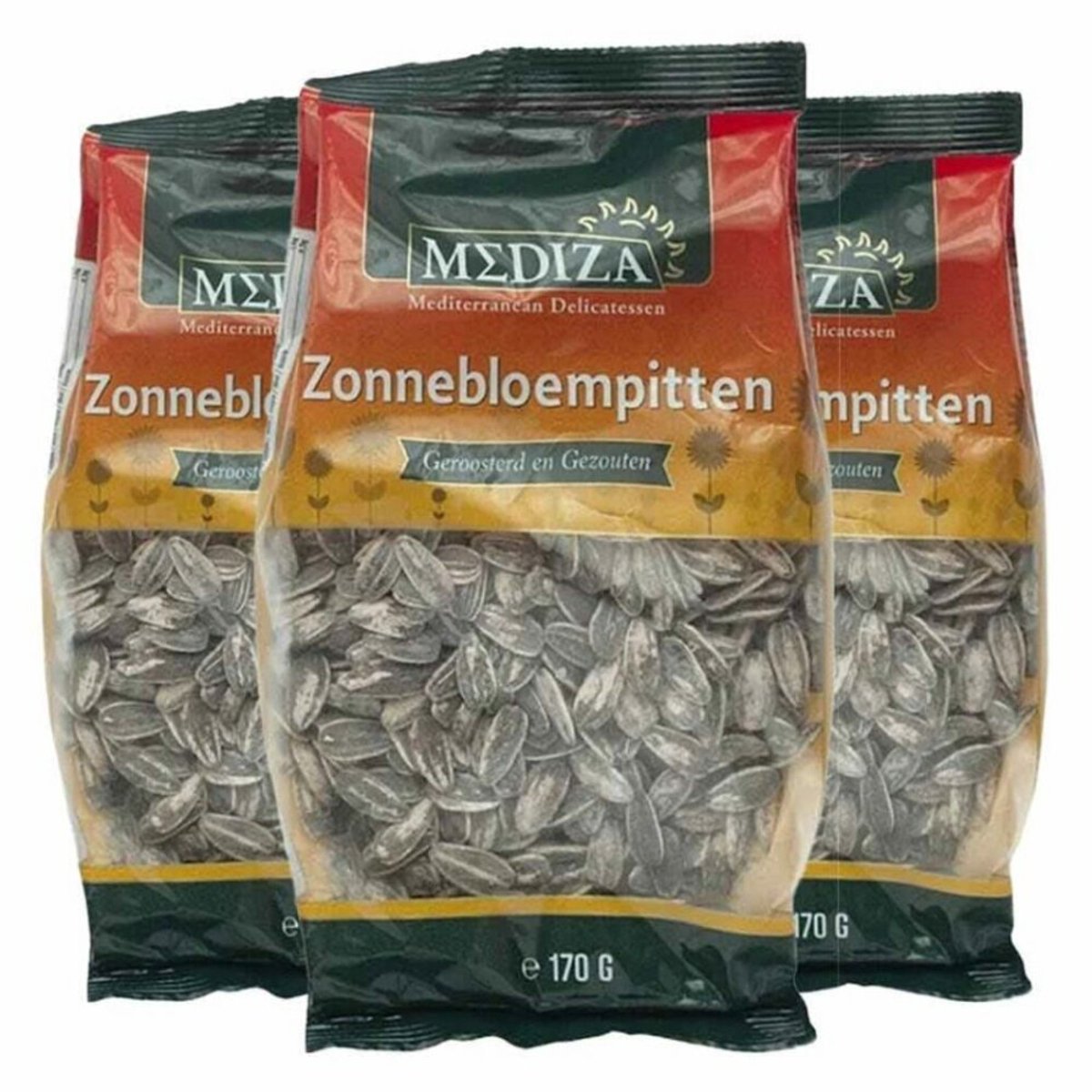 Mediza zonnebloempitten - geroosterd en gezouten snack - 3 x 170 gr